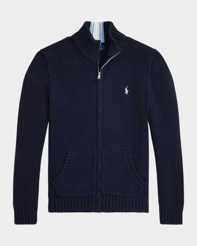 Boy's Combed Cotton Chunky-Knit Sweater, Size S-XL